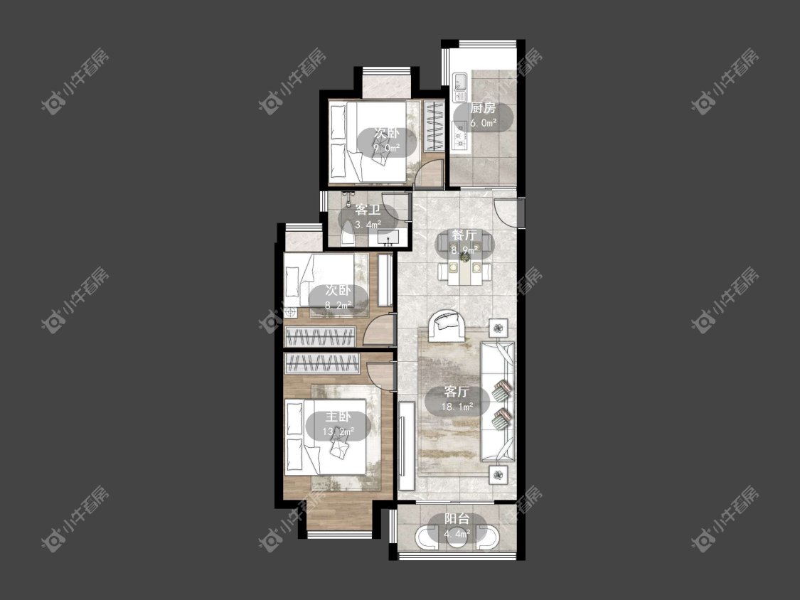 镇江荣城国际一期在售二手房源户型图_小牛看房