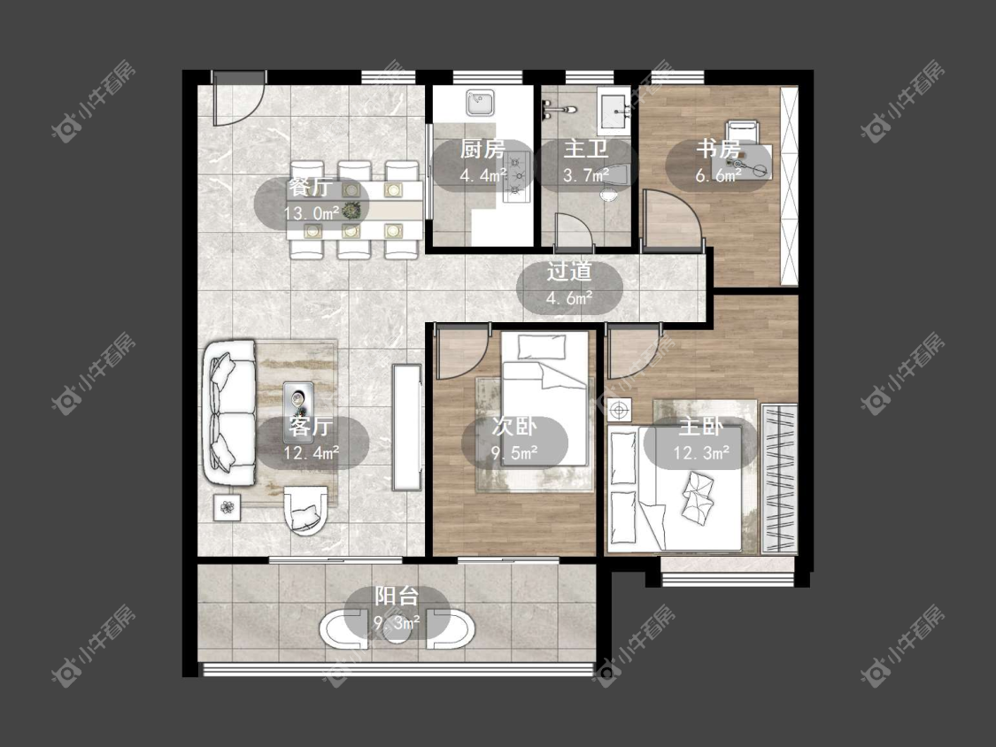 镇江中海时代都会在售二手房源户型图_小牛看房