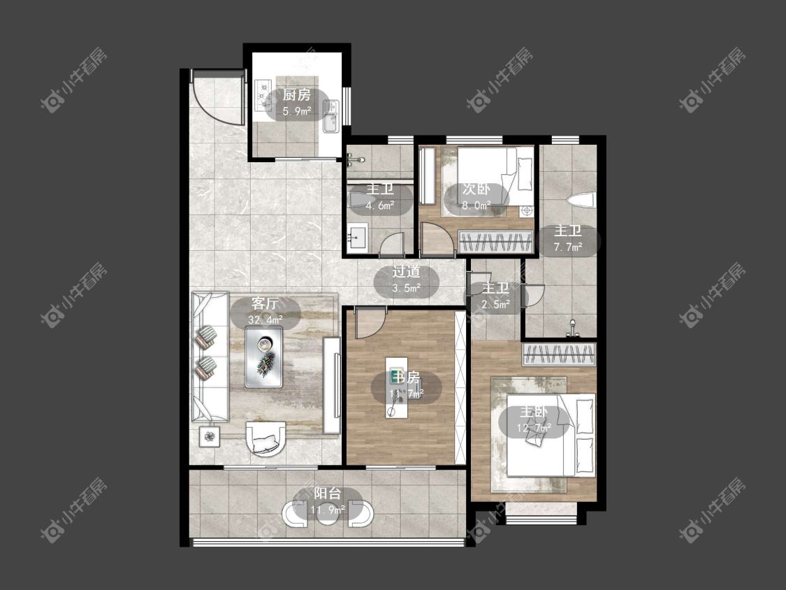 镇江信达香堤国际在售二手房源户型图_小牛看房