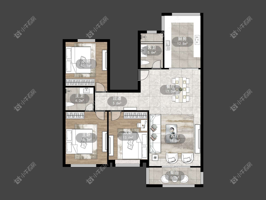 镇江紫荆花园在售二手房源户型图_小牛看房