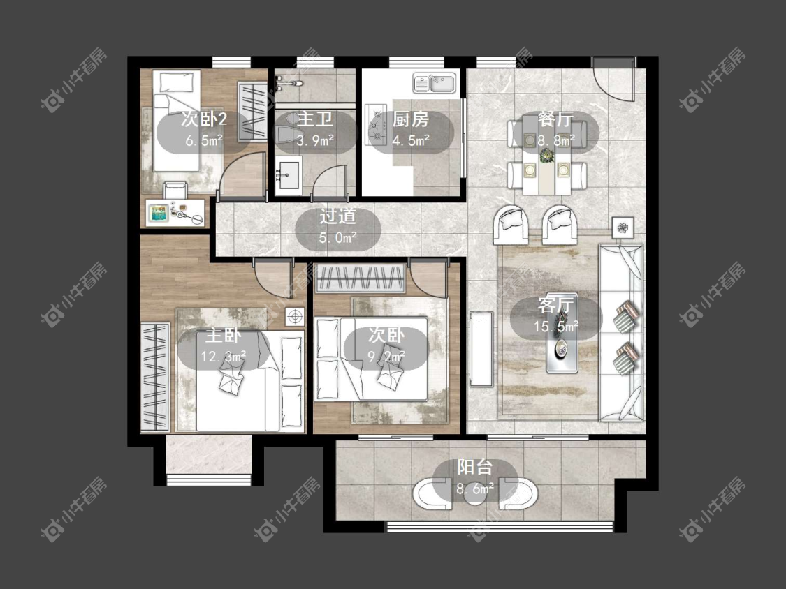 镇江中海时代都会在售二手房源户型图_小牛看房