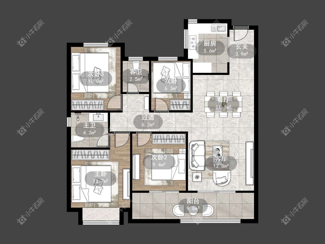 镇江融创华南映在售二手房源户型图_小牛看房
