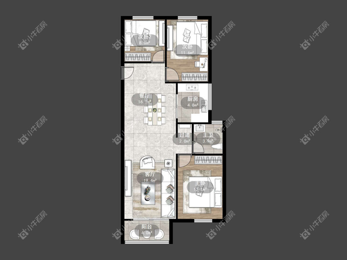 镇江华都幸福里在售二手房源户型图_小牛看房