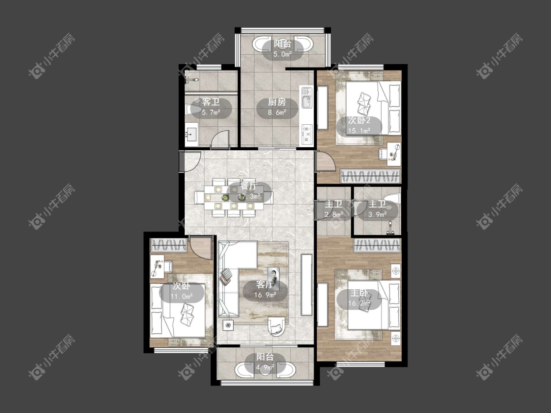 镇江紫荆花园在售二手房源户型图_小牛看房
