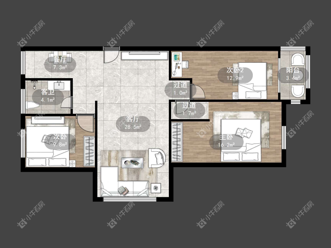 镇江华都幸福里在售二手房源户型图_小牛看房