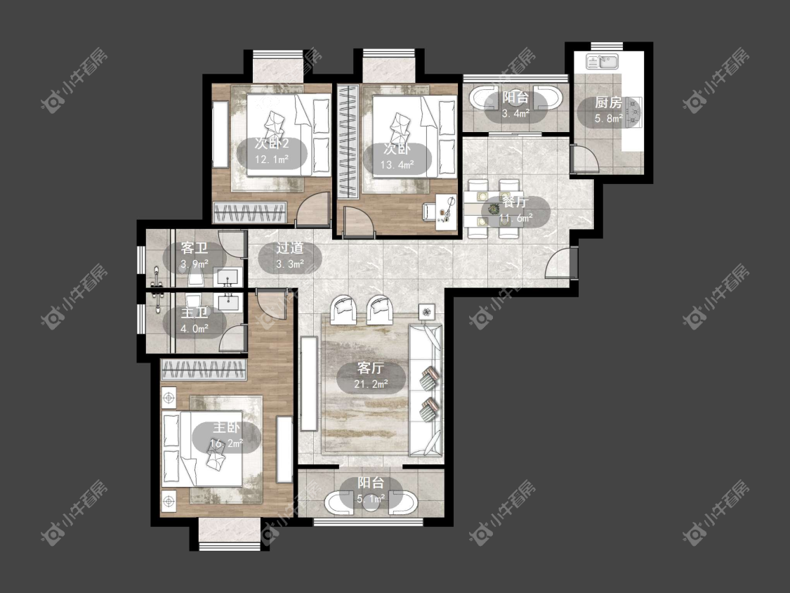 镇江华都锦城在售二手房源户型图_小牛看房