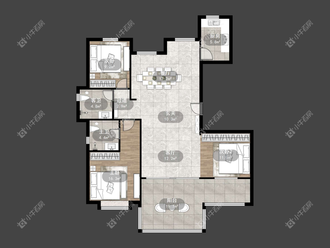镇江天波城在售二手房源户型图_小牛看房