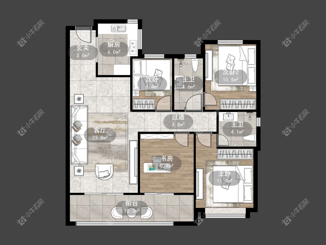镇江融创华南映在售二手房源户型图_小牛看房