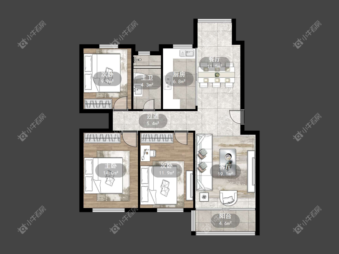 镇江紫荆花园在售二手房源户型图_小牛看房