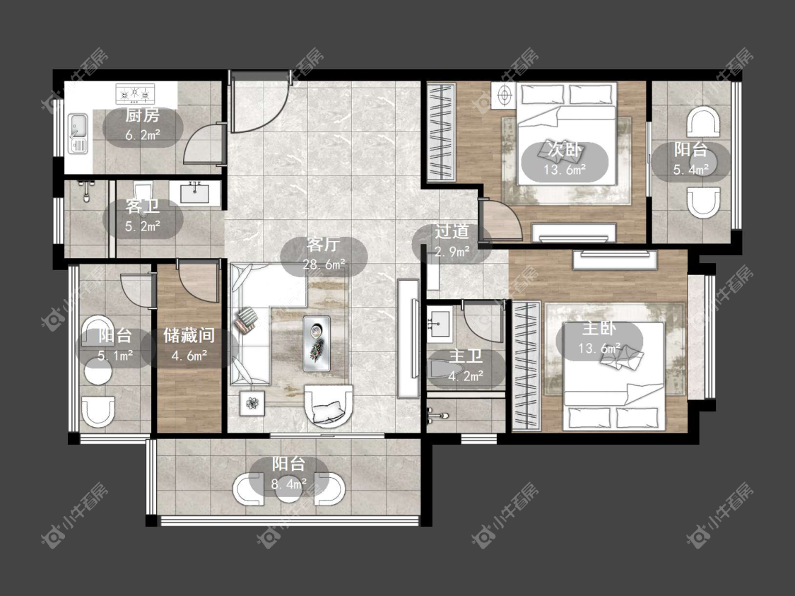 镇江中海时代都会在售二手房源户型图_小牛看房