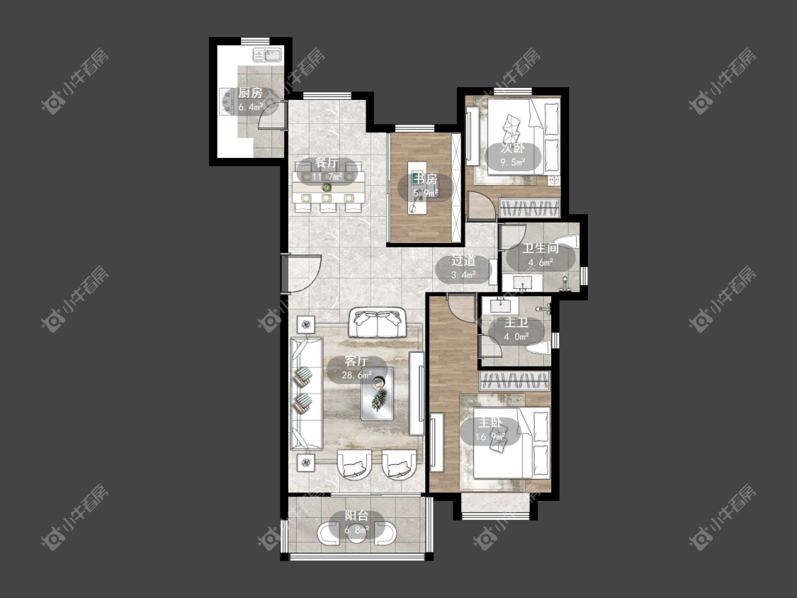 镇江天波城在售二手房源户型图_小牛看房