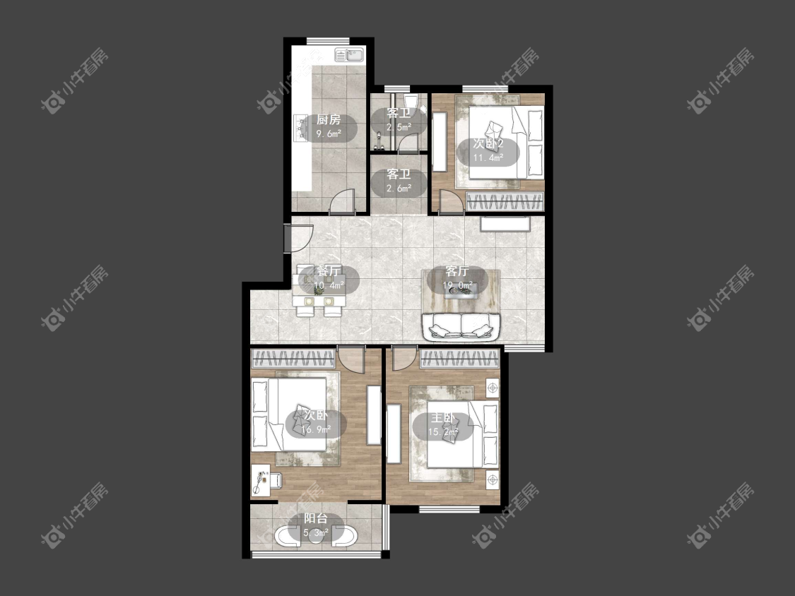 镇江紫荆花园在售二手房源户型图_小牛看房