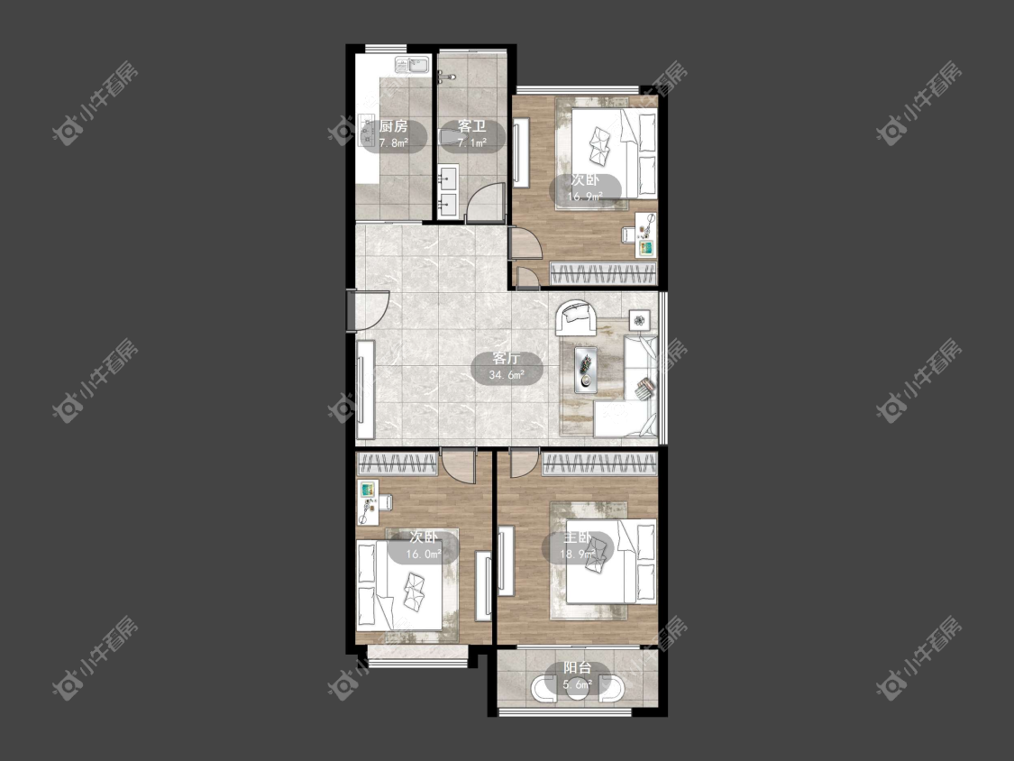 镇江中心嘉园在售二手房源户型图_小牛看房