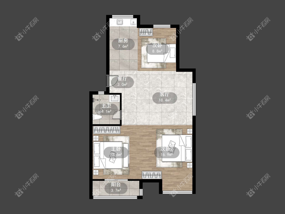 镇江天波城在售二手房源户型图_小牛看房