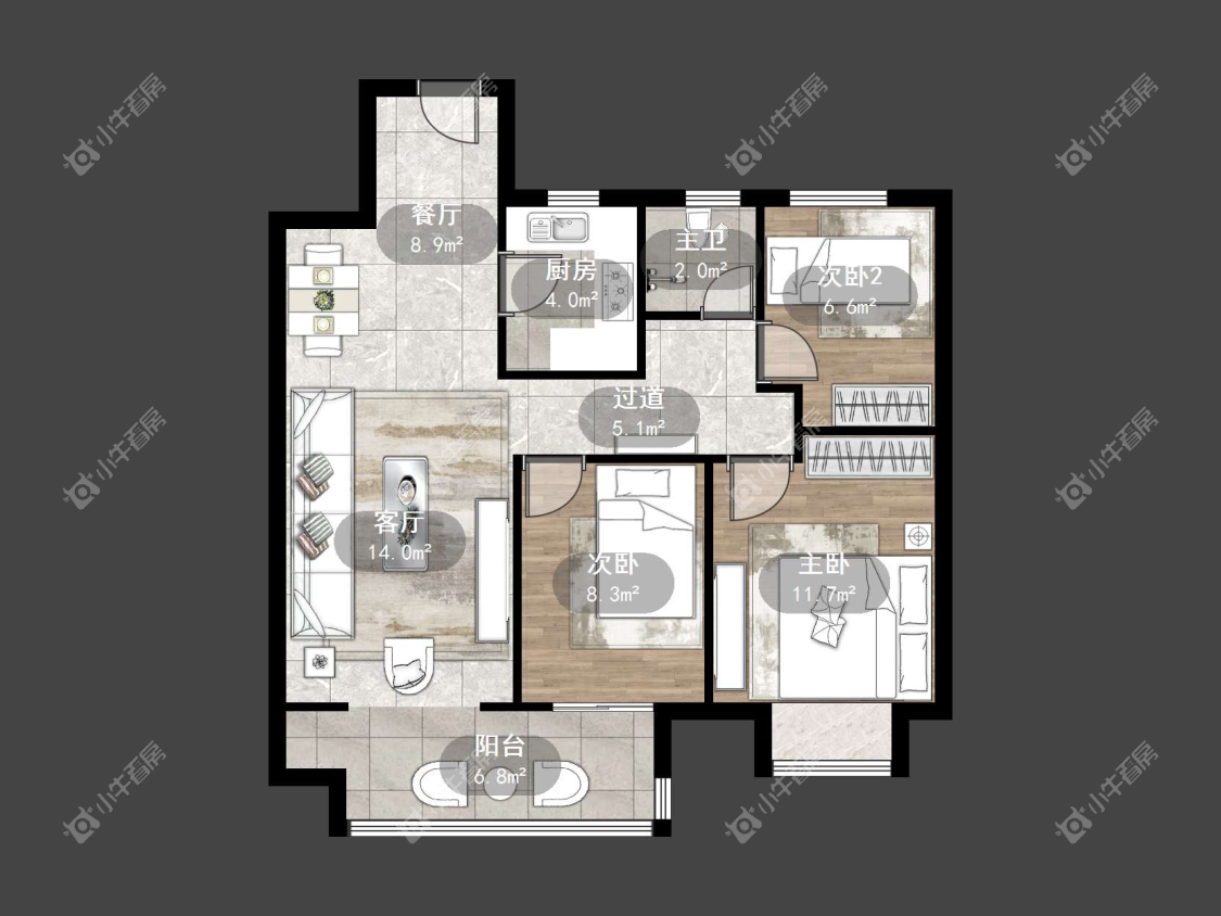 镇江融创华南映在售二手房源户型图_小牛看房