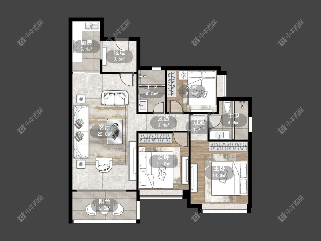 镇江恒大名都一期在售二手房源户型图_小牛看房