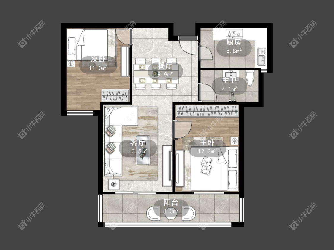 镇江天波城在售二手房源户型图_小牛看房