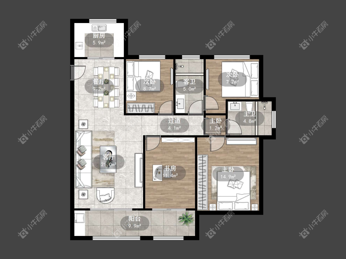 镇江中南君悦府中南一期在售二手房源户型图_小牛看房