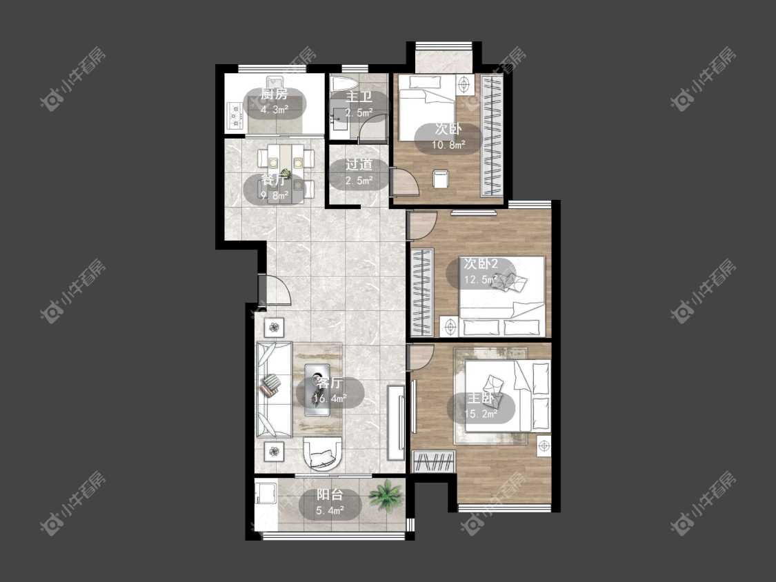镇江天福花园在售二手房源户型图_小牛看房