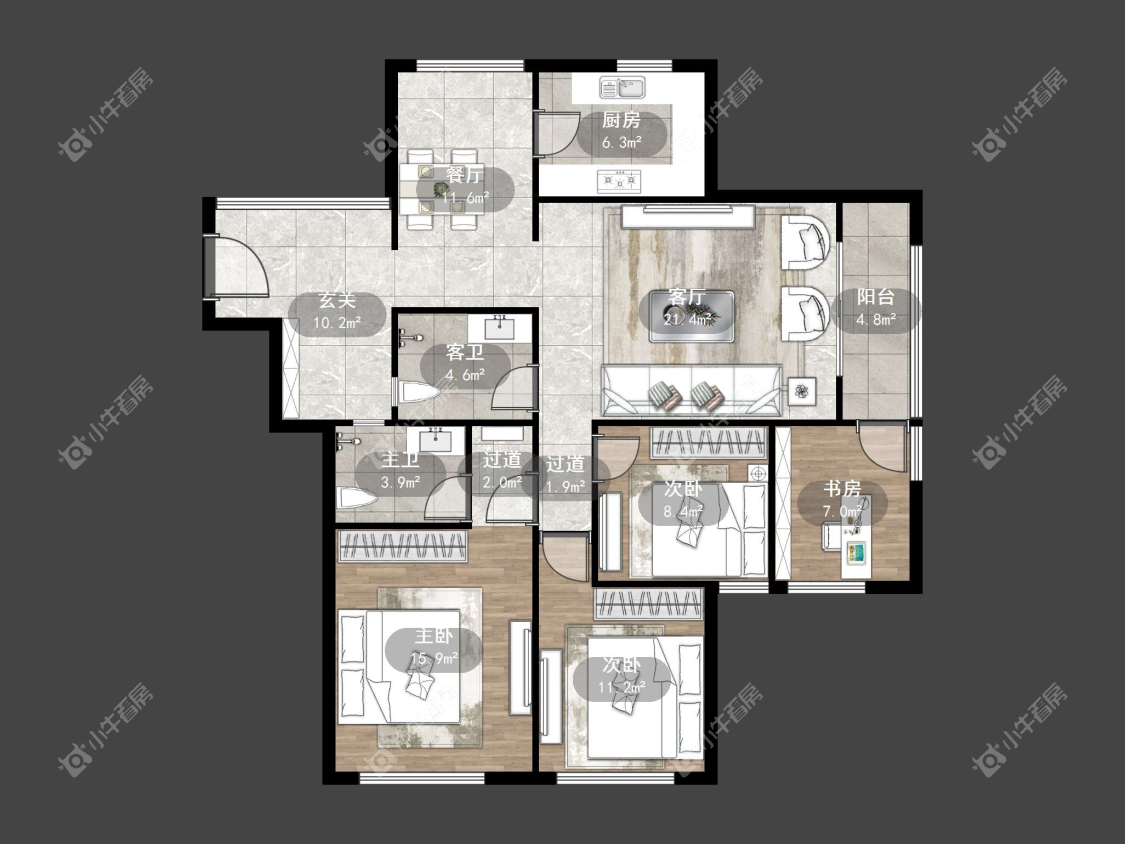 镇江欧洲城在售二手房源户型图_小牛看房
