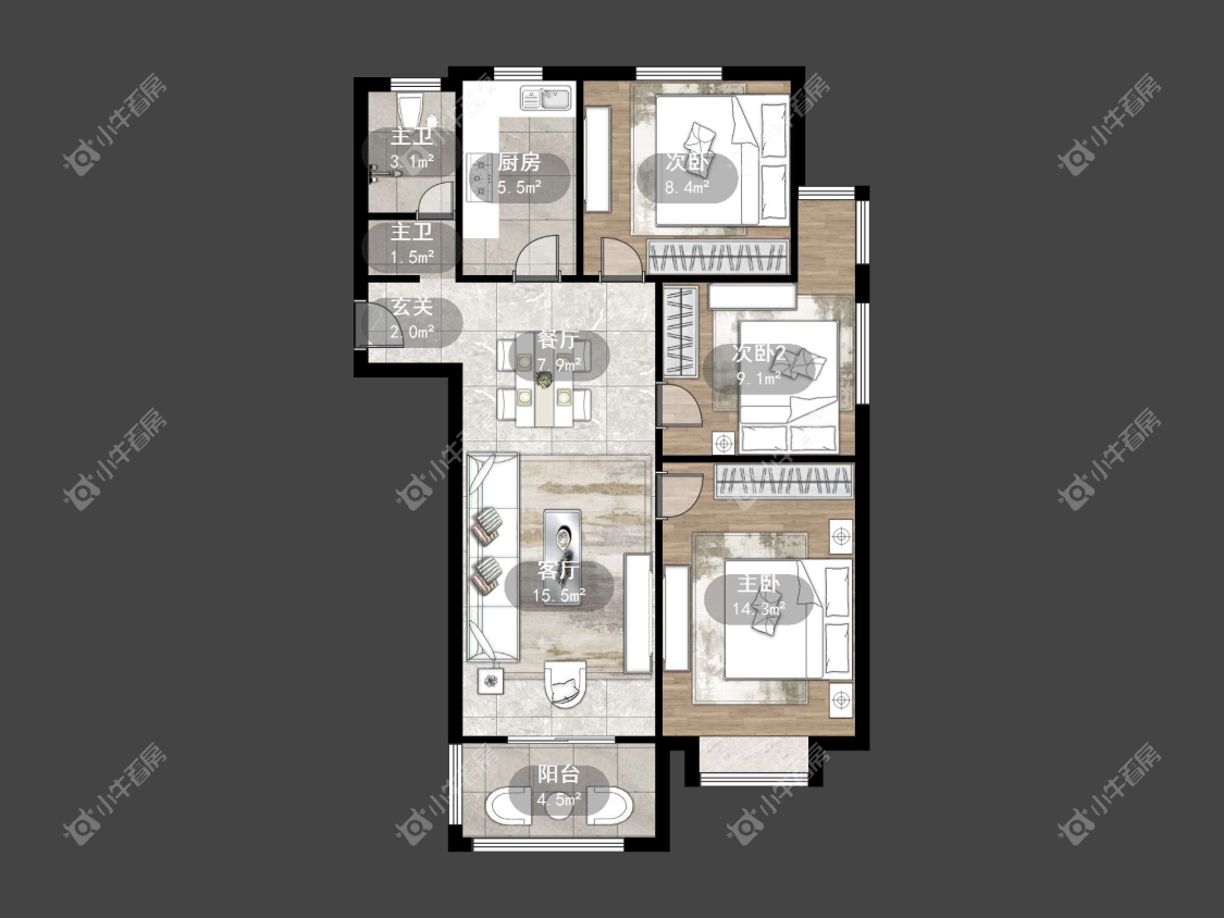 镇江天波城在售二手房源户型图_小牛看房