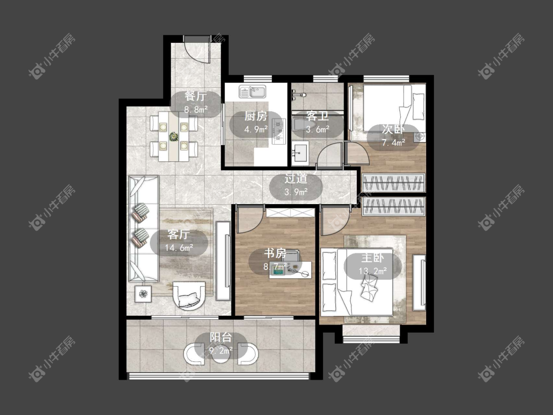 镇江融创华南映在售二手房源户型图_小牛看房