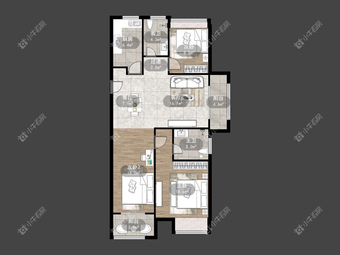 镇江华都幸福里在售二手房源户型图_小牛看房