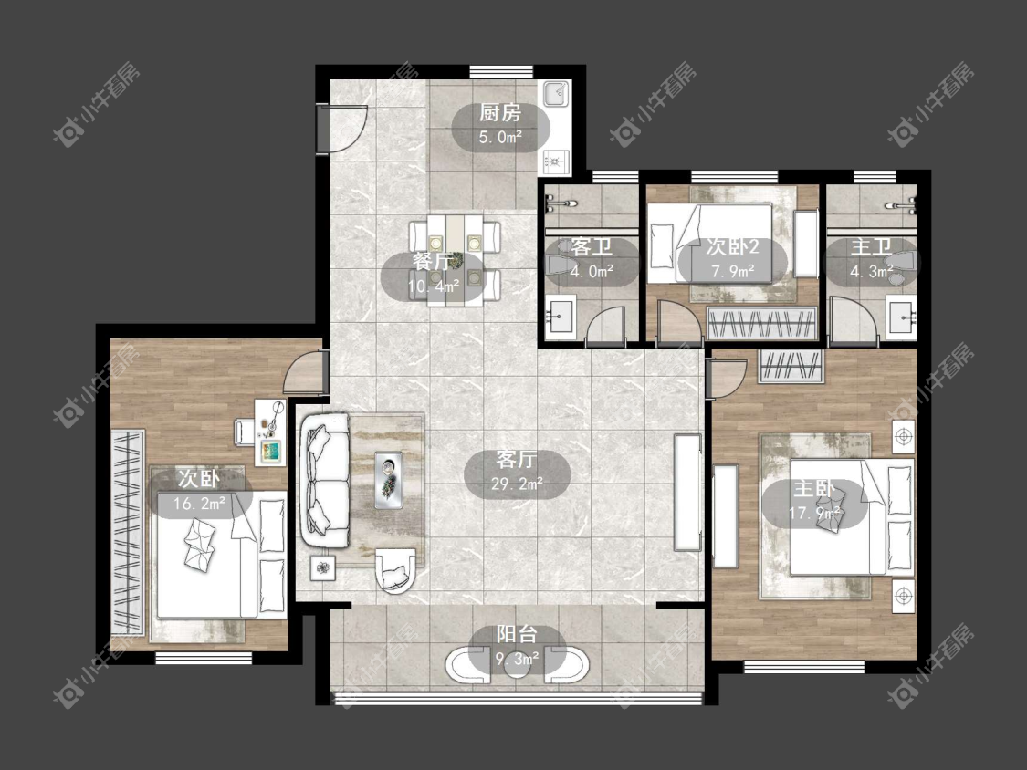 镇江中海时代都会在售二手房源户型图_小牛看房