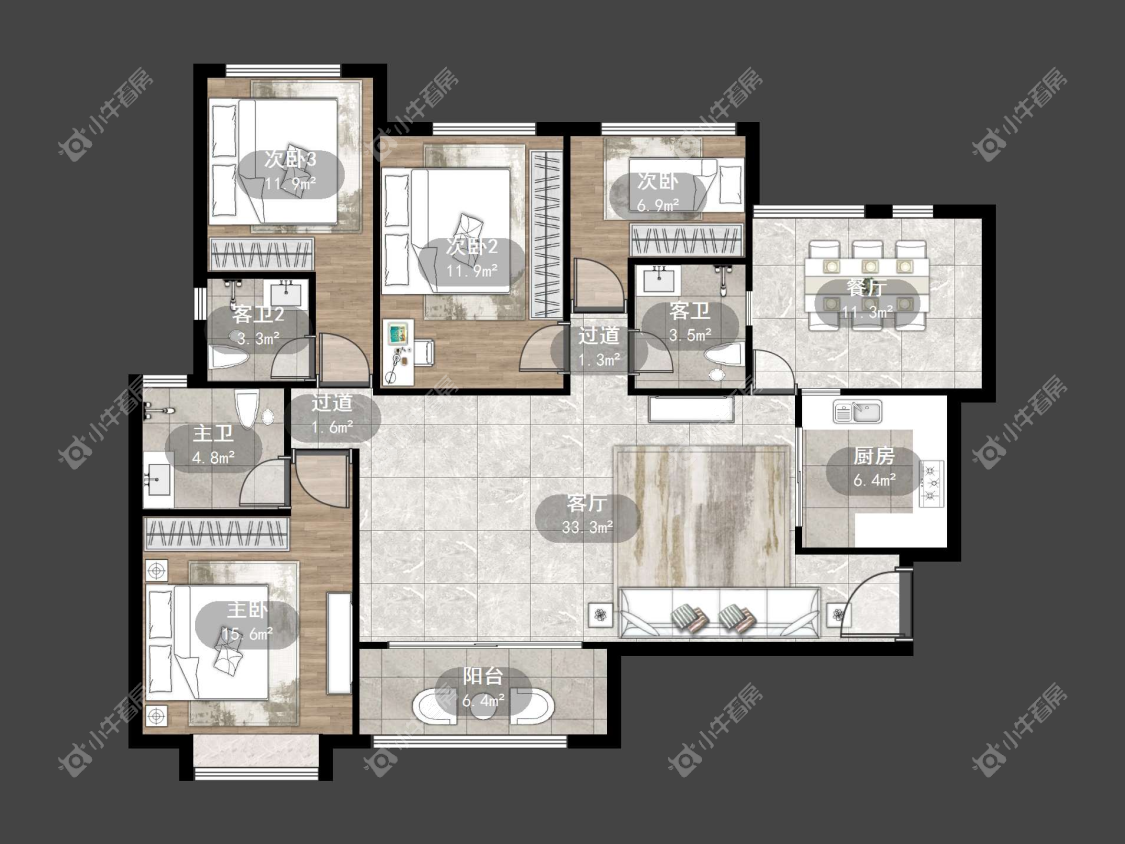镇江恒大名都二三期在售二手房源户型图_小牛看房