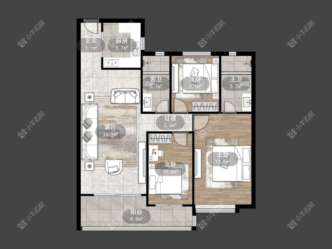 镇江恒大名都二三期在售二手房源户型图_小牛看房