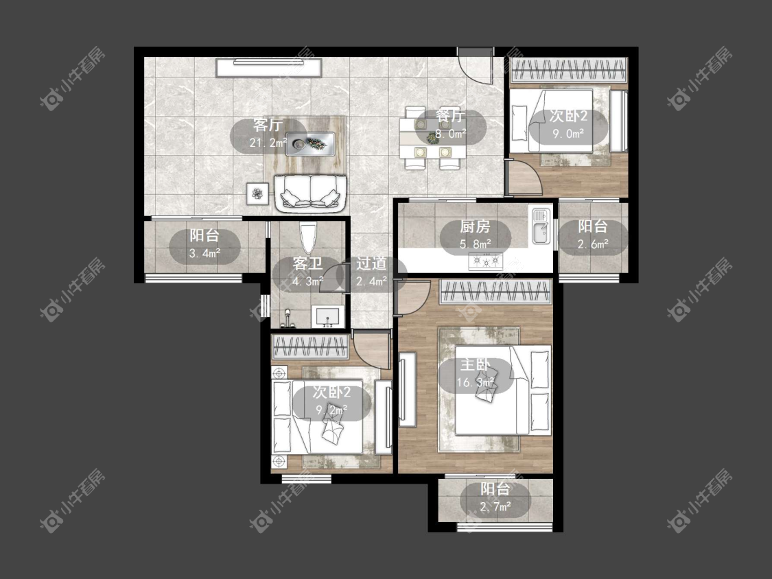 镇江御河熙岸在售二手房源户型图_小牛看房