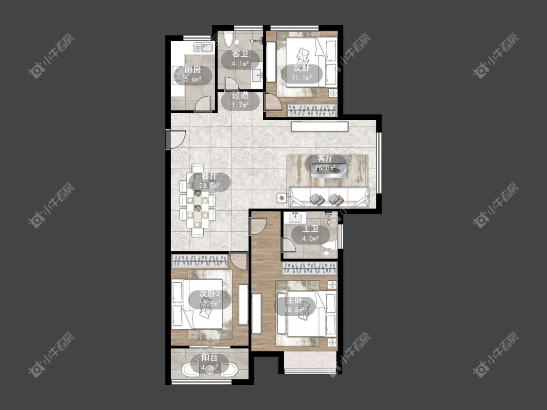 镇江华都幸福里在售二手房源户型图_小牛看房