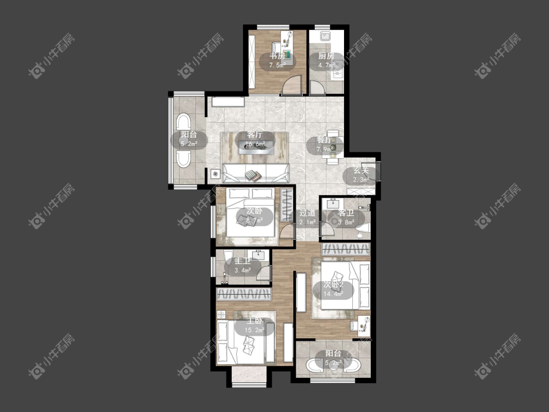 镇江信达香堤国际在售二手房源户型图_小牛看房