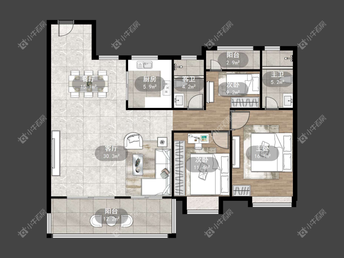 镇江璞悦观邸在售二手房源户型图_小牛看房