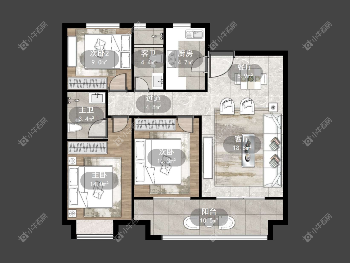 镇江信达香堤国际在售二手房源户型图_小牛看房