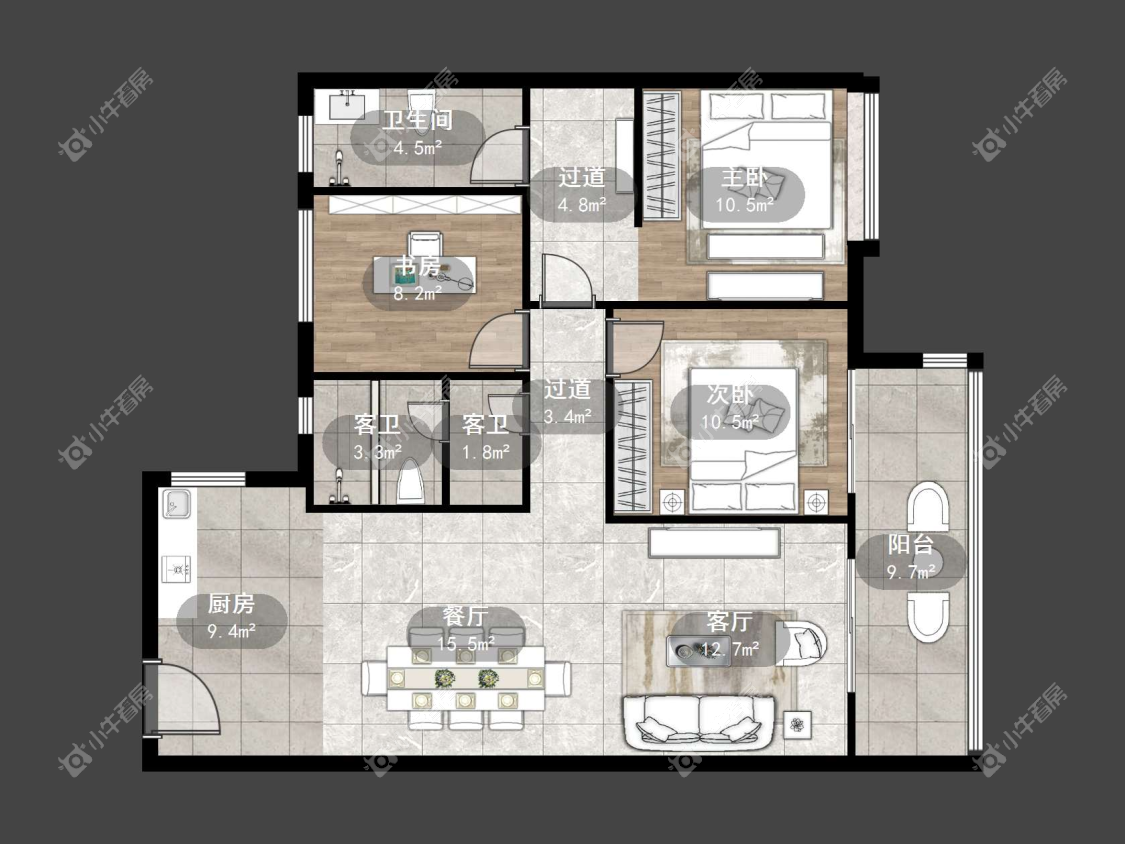 镇江融创华南映在售二手房源户型图_小牛看房
