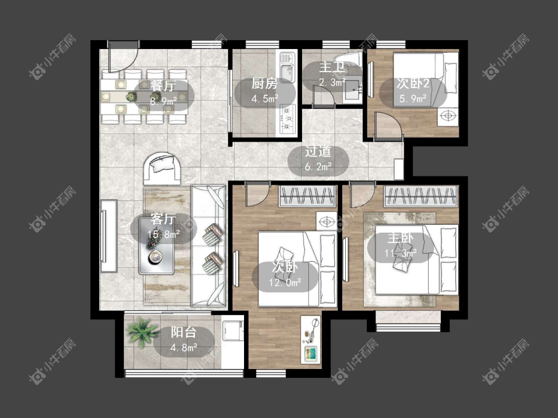 镇江中海时代都会在售二手房源室内图_小牛看房