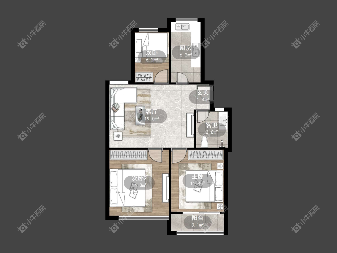 镇江天波城在售二手房源户型图_小牛看房