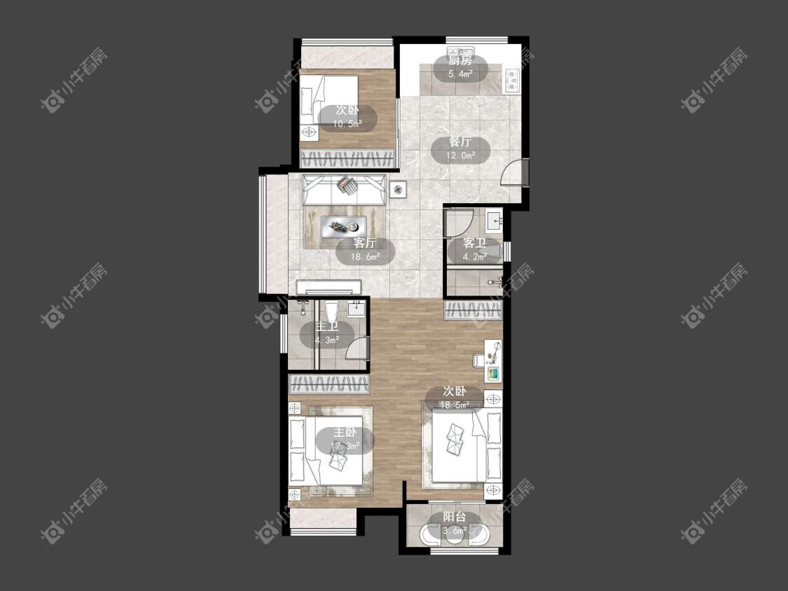 镇江华都幸福里在售二手房源户型图_小牛看房