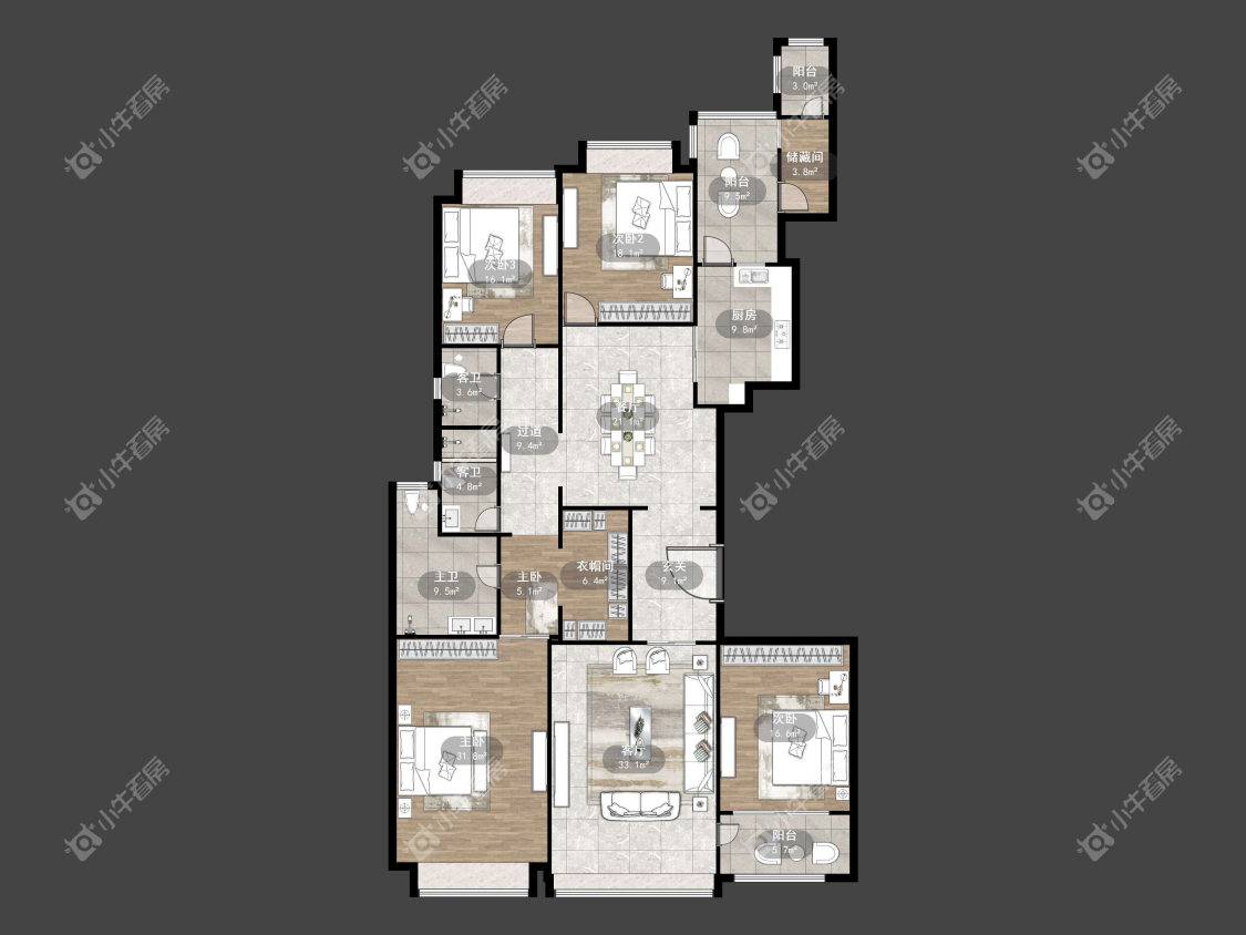 镇江恒大名都二三期在售二手房源户型图_小牛看房
