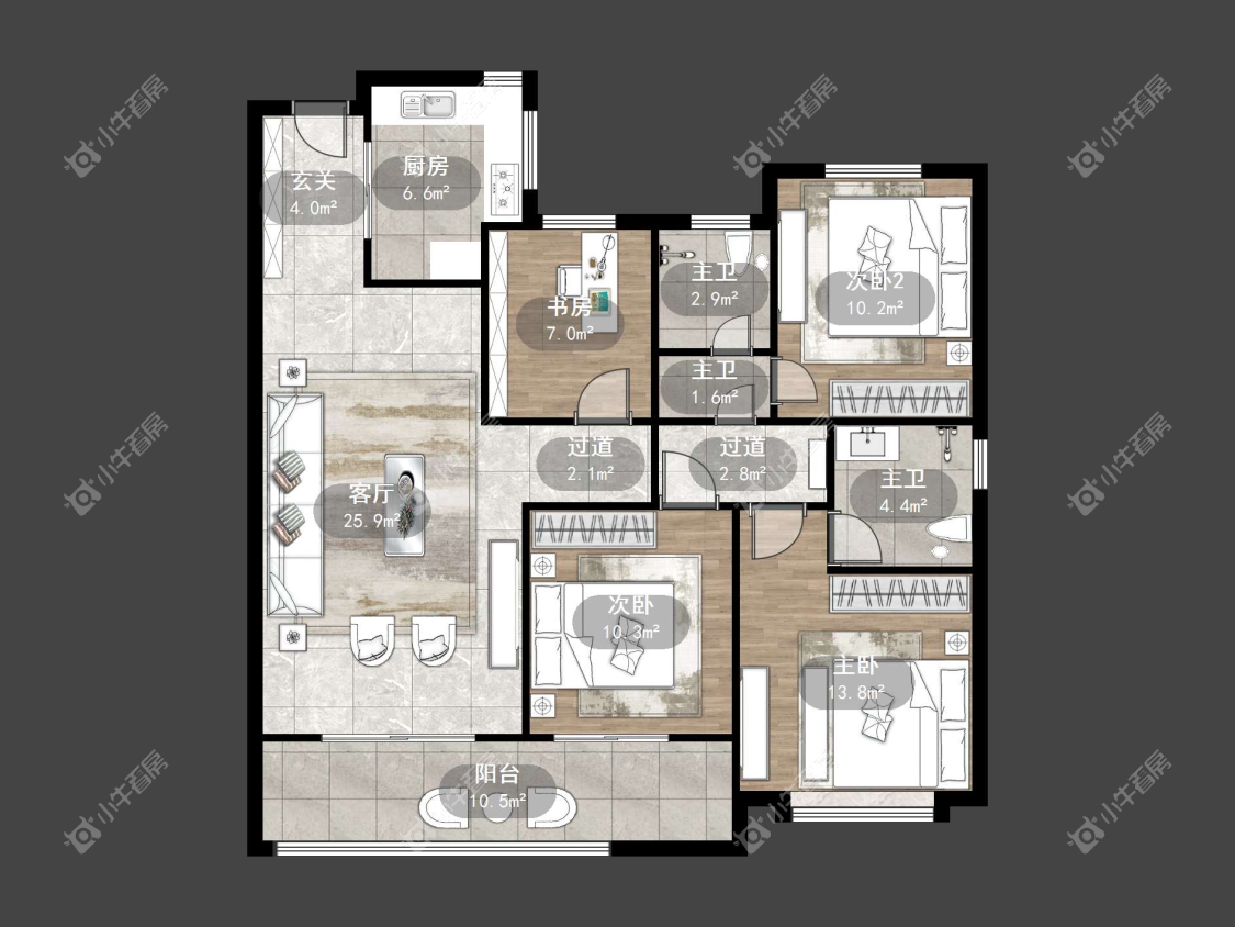 镇江融创华南映在售二手房源户型图_小牛看房