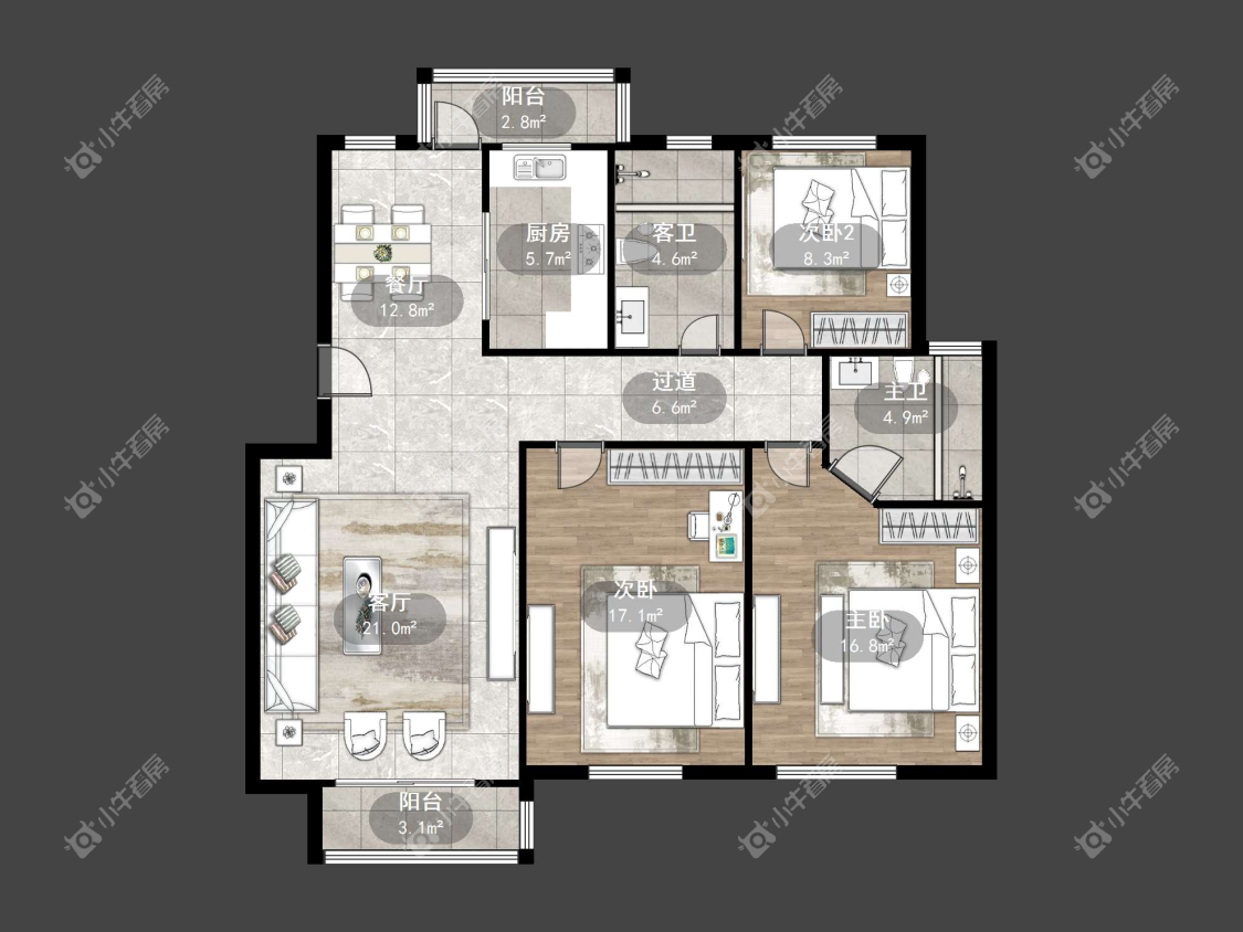 镇江天波城在售二手房源户型图_小牛看房