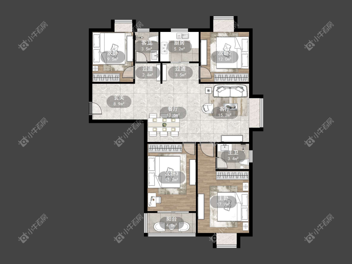 镇江南门花园在售二手房源户型图_小牛看房