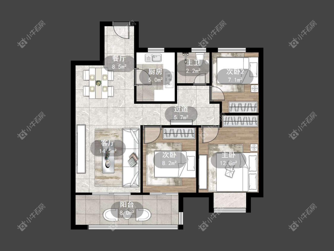 镇江融创华南映在售二手房源户型图_小牛看房