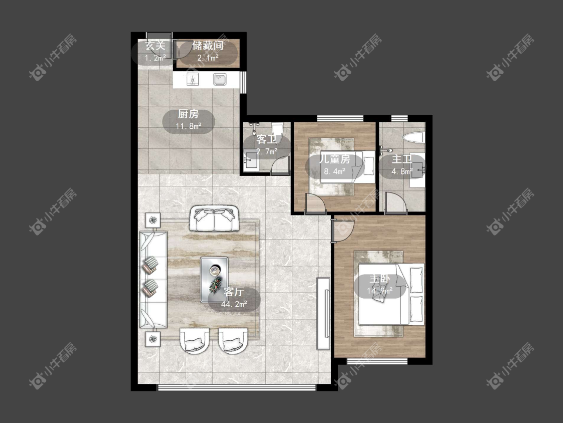 镇江金茂晓棠在售二手房源户型图_小牛看房