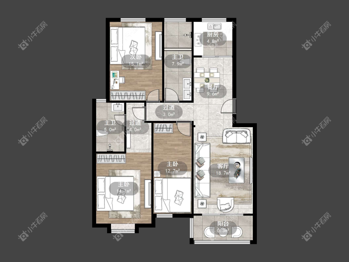 镇江水岸春天在售二手房源户型图_小牛看房