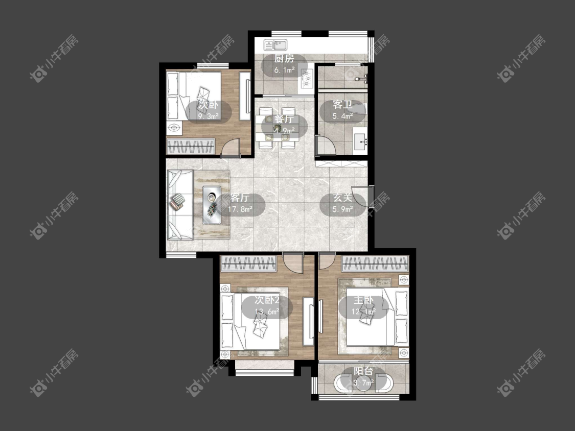 镇江欧洲城在售二手房源户型图_小牛看房