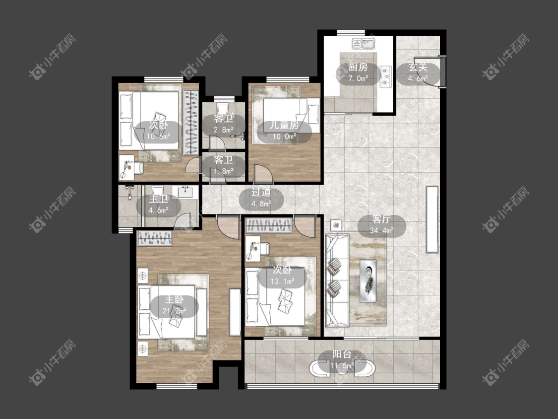 镇江吾悦华府金郡（丹阳）在售二手房源户型图_小牛看房