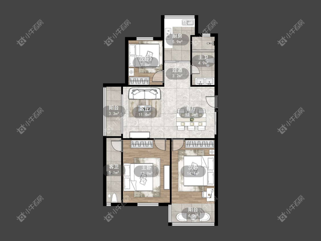 镇江温州城在售二手房源户型图_小牛看房