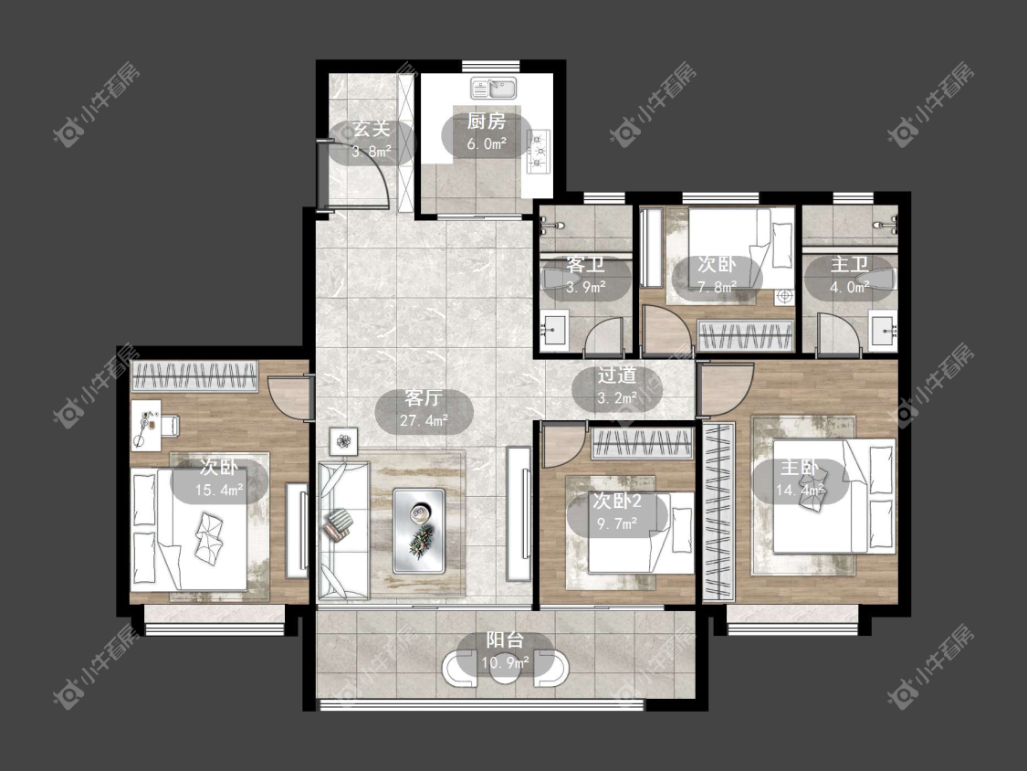 镇江中海时代都会在售二手房源户型图_小牛看房